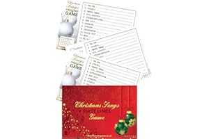 HANNAH'S GAMES Christmas Songs First Letters Game - 10 Postcard Size First Lines Christmas Quiz Cards - Christmas Games for Adult Christmas Stocking or Xmas Eve Box Fillers for Adult & families After Dinner Trivia