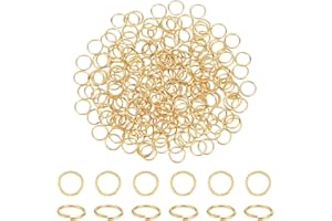 PH PandaHall 260pcs Anneaux dorés Anneaux de Saut Anneau de jonction Ouvert Anneaux en Laiton Bijoux connecteurs Accessoires de Bijoux pour la Fabrication de Bracelet Collier Boucle d'oreille, 10x1mm