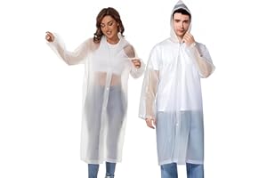 SHOCHX 2 Stück Regenjacken Wiederverwendbar Regenponcho, Unisex Eva Regenmantel Poncho Regenbekleidung Regenschutz Regen Zubehör für Wandern Camping Radfahren Reisen