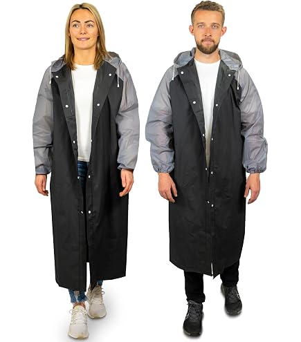 Poncho De Pluie Transparent Unisexe - Imperméable, Léger, Avec Capuche Ajustable, Pliable Dans Sa Pochette