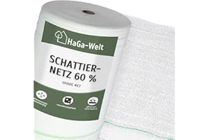 HaGa Shade Net 3 m Width with 60% Shade Effect in White, Heat Protection & Sun Protection for Plants, Balcony Privacy Screen & Patio Awning, Weatherproof and Temperature Resistant (Sold by the Metre)