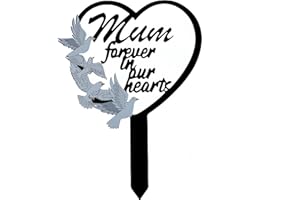 BIGTREE Metal Mum Memorial Stake Grave Dove Decorations for Cemetery Gravesite Sympathy Markers Waterproof Memorial Gifts for Loss of Mother Tombstones Plaque Outdoors Lawn Yard Decor (Mum)