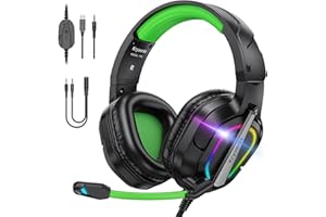 Krysenix PG2 RGB Gaming Headset für PS4, PS5, PC, Xbox, Nintendo Switch, Gaming Headset mit Mikrofon, Over-Ear Kopfhörer, Kopfhörer mit 3,5mm Klinke,Wald Grün