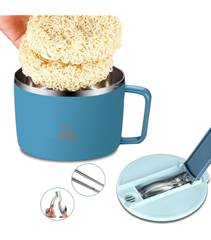 Ramen Schüssel Mit Deckel 1200ml - Edelstahl Suppenschüssel Für Büro & Unterwegs