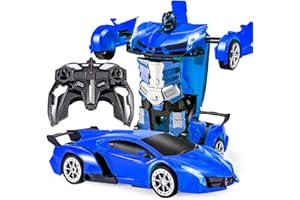 Maxesla Coche Teledirigido Transformers para Niños, Rotación 360°2 in 1 Robot RC Car, 2.4GHz Coche Radiocontrol with LED, Juegos Infantiles Regalos Cumpleaños Navidad Niños Niñas 3-10, Azul