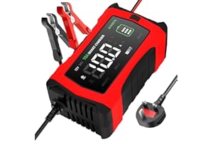 Haisito Car Battery Charger, 12V/10A 24V/5A Car Battery Charger Automatic 7-Stages Intelligent Charging with LCD Display, Trickle Charger Maintainer for Lithium/LiFePO4/Lead-Acid(AGM,GEL,EFB,etc)