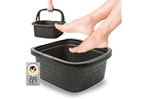 ‎HAUSFELDER Hausfelder Fußwanne mit Henkeln 2er Set 16l. eckig - einsetzbar als Fußwanne, Waschschüssel, Spülschüssel, Spülwanne (Anthrazit Schwarz, 2 x 16L)