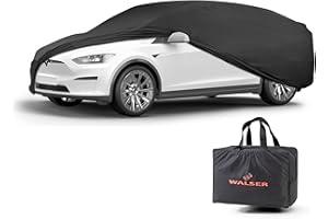 Walser Pokrowiec samochodowy do użytku wewnątrz pomieszczeń, rozciągliwy, pyłoszczelny, do samochodu, na zimę, pokrowiec na samochód, plandeka na zimę, plandeka okryciowa kombi, rozmiar 6, czarna
