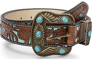 INOGIH Western-Cowboy-Cinture in pelle-per-donna-uomo-cowgirl stile bohemien turchese fibbie per cintura jeans pantaloni
