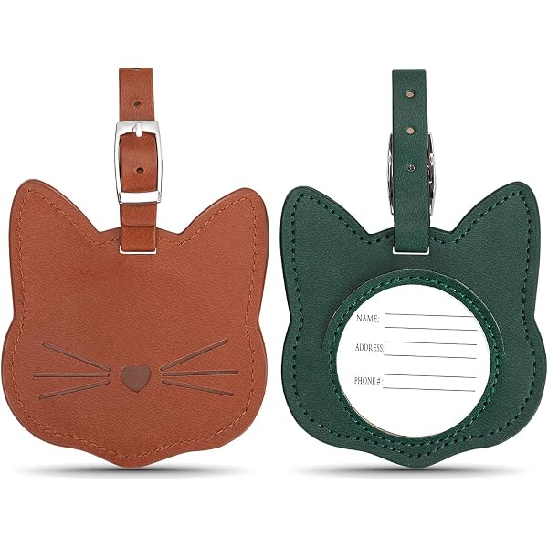 Puckator Gepäckanhänger-Set Mit 2 Katzenmotiven – Beans & Co Für Reisekoffer (PVC, Verstellbar)