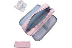 GIEEU Piórnik z 3 przegródkami, piórnik o dużej pojemności, przybory szkolne, artykuły pa, piórnik dla dzieci, nastolatków, uczniów i dorosłych (różowy), różowy, Prostota