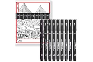 UNI-BALL Uni Pin Fineliner Zestaw 9 czarnych długopisów do rysowania o różnej grubości końcówek