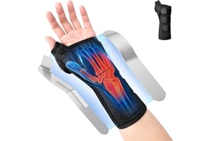 AOOWU Hand- och handledsskenor, handledsstöd med 2 aluminiumplattor, justerbar handledsskena för karpaltunnelsyndrom, tendini