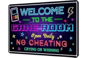 ARTINHAND Welcome to the Game Room Metal Tin Sign – Cool Neon Gaming Decor for Boys & Teens, Gamer Room Accessories for Bedroom, Game Night Wall Decor Gift for Gamers, 12 x 8 Inch (2507)