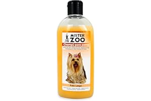 MISTER ZOO – Champú para Perros Pelo Largo con Acondicionador, Fácil desenredante, con Aroma Suave, Champú para Perros con Pelo Abundante y Rizado (250 ml)