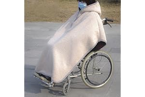 MOUSKE Couverture chaude d'hiver pour fauteuil roulant, cape coupe-vent pour fauteuil roulant, poncho avec capuche, doublure polaire pour temps froid