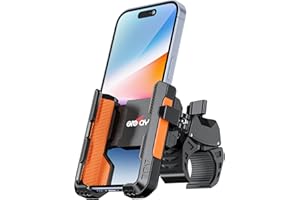 Grefay Support Téléphone Vélo【Nouveau Poignée Connecteur】 Support Téléphone Moto pour Guidon Diamètre 22-45mm Rotation 360° Bicyclette Moto Scooter Convient pour Smartphone 4.5-7.0 (Orange)