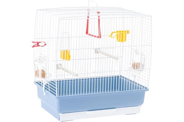 Ferplast Cage à Oiseaux REKORD 2 Cage pour Oiseaux, Canaris, Perruches Ondulées, en Métal, Accessoires inclus Mangeoires rotatives Perchoirs, 39 x 25 x h 41 cm.