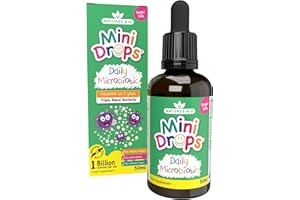 Natures Aid Mini Drops Daily Microbiotic 50ml Liquid Drops – Gentle Gut Bacteria Support for Babies & Toddlers 0-5 Years, 1 Billion CFU Live Cultures Per Serving - Sugar-Free, Gluten-Free, Dairy-Free