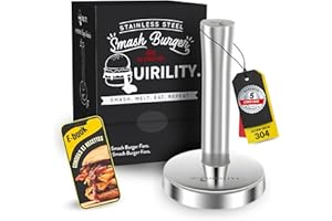 Quirility | Kit Smash Burger Press Professionel | Attendrisseur de Viande Multifonction INOX 304 | Presse Burger Ergonomique | Marteau Viande Durable | Presse Steak Haché | Presse Hamburguer