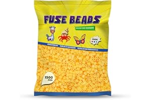 Benny Beads Bügelperlen 1500 Stück, Midi-Größe 5mm, Kreatives Bastelzubehör DIY Fuse Beads (Gelb)