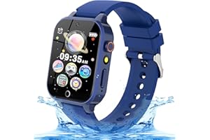 GLKYSOE Upgrade Montre Connectée Enfant 26 Jeux, IP68 étanche Montre Intelligente Enfant avec HD Caméra & Lecteur Vidéo Musique Podomètre Torche, Cadeaux pour Garçons Filles 3-12 Ans