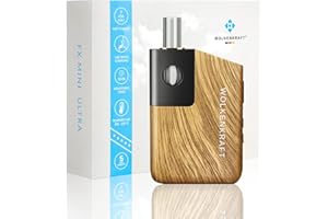 WOLKENKRAFT FX MINI ULTRA Premium Vaporizer - USB-C | Magnetisches Slide-In-Mundstück | Titan-Kammer | Temperatur 100-220 °C | Betriebstimer 3-5 Min. | 100% Konvektion *Holzoptik*
