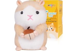 MARSJOY Interaktives Hamster-Roboter-Plüschtier, sprechendes Haustier-Spielzeug, wiederholt das, was Sie sagen, elektronisches Haustier, tanzt und schüttelt Roboteraufnahme, Kinder, H: 16 cm