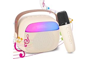 HIGSPE Micro Karaoke Enfant sans Fil avec Micro, Portable Karaoké Bluetooth avec Magique Voix Change et LED Lumière Qualité Sonore HiFi Mini Microphone Karaoké Jouet Complet pour Fille Garçon Cadeau