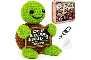 Patatoche Original | Tortue Positive Connectée en Français | Idée Cadeau Originale & Amusante | Anniversaire, Collègue, Famille ou Ami | Déco Maison Inspirante | Pensée Positive Motivation