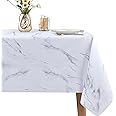 WenYa PVC Tablecloth Wipe Clean Table Cloth Wipeable Plastic Tablecloths, Rectangular Waterproof Table Cover Protector for Picnic Party Outdoor Indoor - Marble, 100x54in/255x137cm