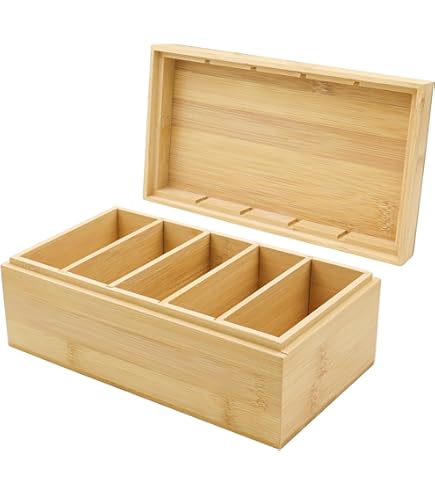 Karteikasten A7 Aus Bambus - Vokabelbox 25x15x10cm Mit Trennwänden