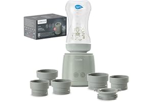 Nuvita 1164 Mix70 Scaldabiberon Portatile 70°C con Funzione Mescolamento, 5 Temperature fino a 70°C, Universale con 6 Adattatori Inclusi, Batteria Ricaricabile, Display LED, Senza BPA