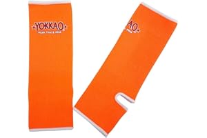 YOKKAO Muay Thai Ankle Guards Premium Stretchable Cotton | standard Size | Neon Orange