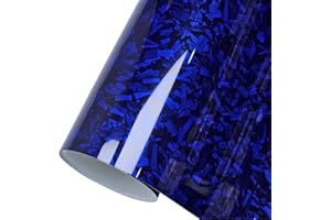 CompraFun Covering Voiture Forgé, Film Covering Carbone en Vinyle, Autoadhésif Imperméable sans Bulles, Autocollant Voiture pour la Décoration de Voiture/Moto/Vélo(Bleu Brillant, 30 x 150CM)