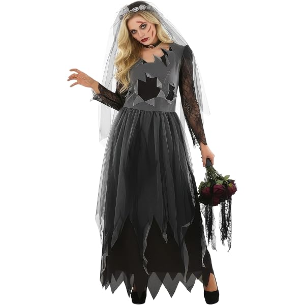 Cape De Fête Myir Halloween Costume Mariée Fantôme Femme, Déguisement Sorcière Vampire Robe Cape Carnaval Cosplay Adulte (Noir, XXL Cape Adulte