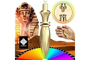 MAJESTIC'S Pendule Divinatoire de Radiesthésie Egyptien THOT Deluxe en Laiton Doré (38 gr) et sa Chaîne - Modèle DELUXE [GARANTIE A VIE]