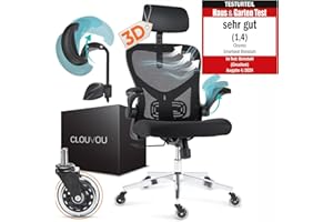 ‎CLOUVOU CLOUVOU SmartSeat Bürostuhl Ergonomisch [TESTSIEGER] Schreibtischstuhl 100% individuell einstellbar | Büro Stuhl & Gaming Stuhl | Computerstuhl Home Office Chair Ergonomic | Drehstuhl 150 kg