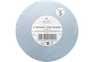 Culpitt Select 9" Cake Boards, Round, 12mm Thick Lightweight Presentation Plate For Celebration Desserts, Birthday Treats, Cupcakes, and More! Strong, 9 Inch, Pack Of 5
