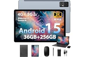 FASTWD Android 15 Tablet 11 Pulgadas con 4G Doble SIM y 5G WiFi,Tableta Gaming Octa-Core,36 GB RAM+256 GB ROM (1TB TF), 2K incell120Hz,9580mAh,13MP+8MP,Tablet con Teclado, Gris