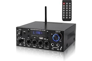 NamYoprce Amplificatore 500W+500W HiFi Audio Stereo BT Radio Portatile per Auto o Casa, con Telecomando ed Mini Display 2CH LCD, 12 V / 220 V