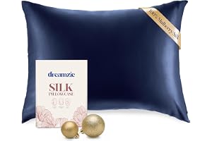 DREAMZIE silke örngott - 100% naturligt mullbärssilke - för hår och hud - 19 mm siden på båda sidor - 1 enhet - Mörkblå - 40x