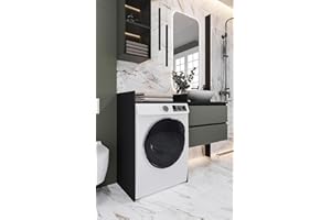 MINIO go for it - Mobile Lavatrice SITO, Coprilavatrice da Esterno con Dimensioni 64x97,5x50cm, Mobile Sopra Lavatrice Realizzato in Multistrato di Spessore 16 mm, Riduce il Rumore, Nero