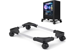 BOTEWO Support de processeur mobile en aluminium pour PC : support tour PC – Chariot pour ordinateur, support d'ordinateur avec roulettes (noir 2)