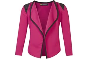 LOTMART Girls Long Sleeve Quilted Shoulder Open Front Jacket Kids Cardigan Top