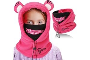 TAGVO Wintermütze Beanie Hut Schal Set für Kinder, Winter Warm Weiches Schlupfmütze, Warm Mütze und Schal Set für Jungen Mädchen 3-10 Jahre, Schalmütze Niedlich Beanie Cap mit Fleecefutter