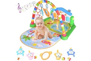 HIUME Baby Play Gym Piano, Kick and Play New-Born Baby Play Mat, Activity Center with Music and Lights, Baby Gym Jungle Play Mats, Gift Toys for Infant and Toddlers, from Birth 0 3 6 12 Month