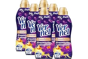 Vernel Aromatherapie Traumhafte Lotusblüte Weichspüler (6x32 Waschladungen), langanhaltender Wäscheduft mit ätherischen Ölen für 24/7 Frische, recycelbare Flasche