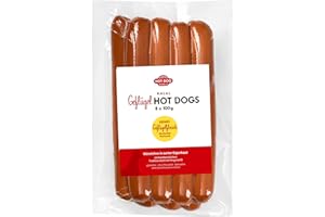 ‎HOT DOG WORLD HOT DOG WORLD - Jumbo GEFLÜGEL Hot Dog Würstchen 100g (8er Pack)