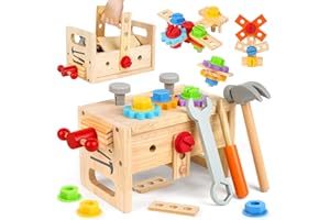 Vanplay Jouet en Bois Outils Enfant Boite a Outil Jeux Educatif Jouet Enfant Cadeau Noël pour Enfant 3 + (30 Pièces)